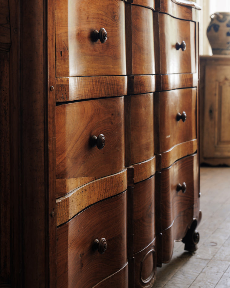 Antique Curved Cherry Dresser
