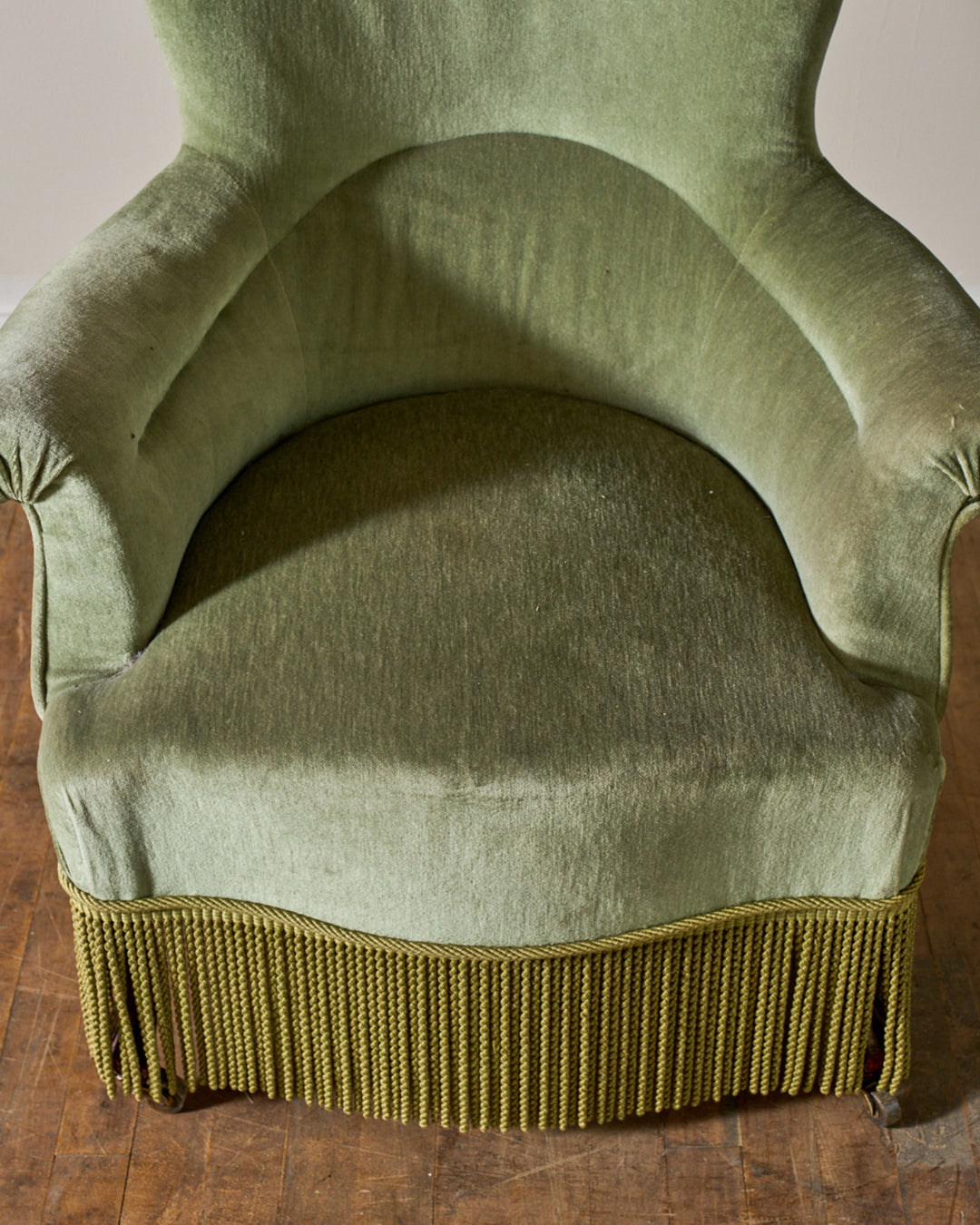 19th c. Napoleon III Green Armchair & Ottoman