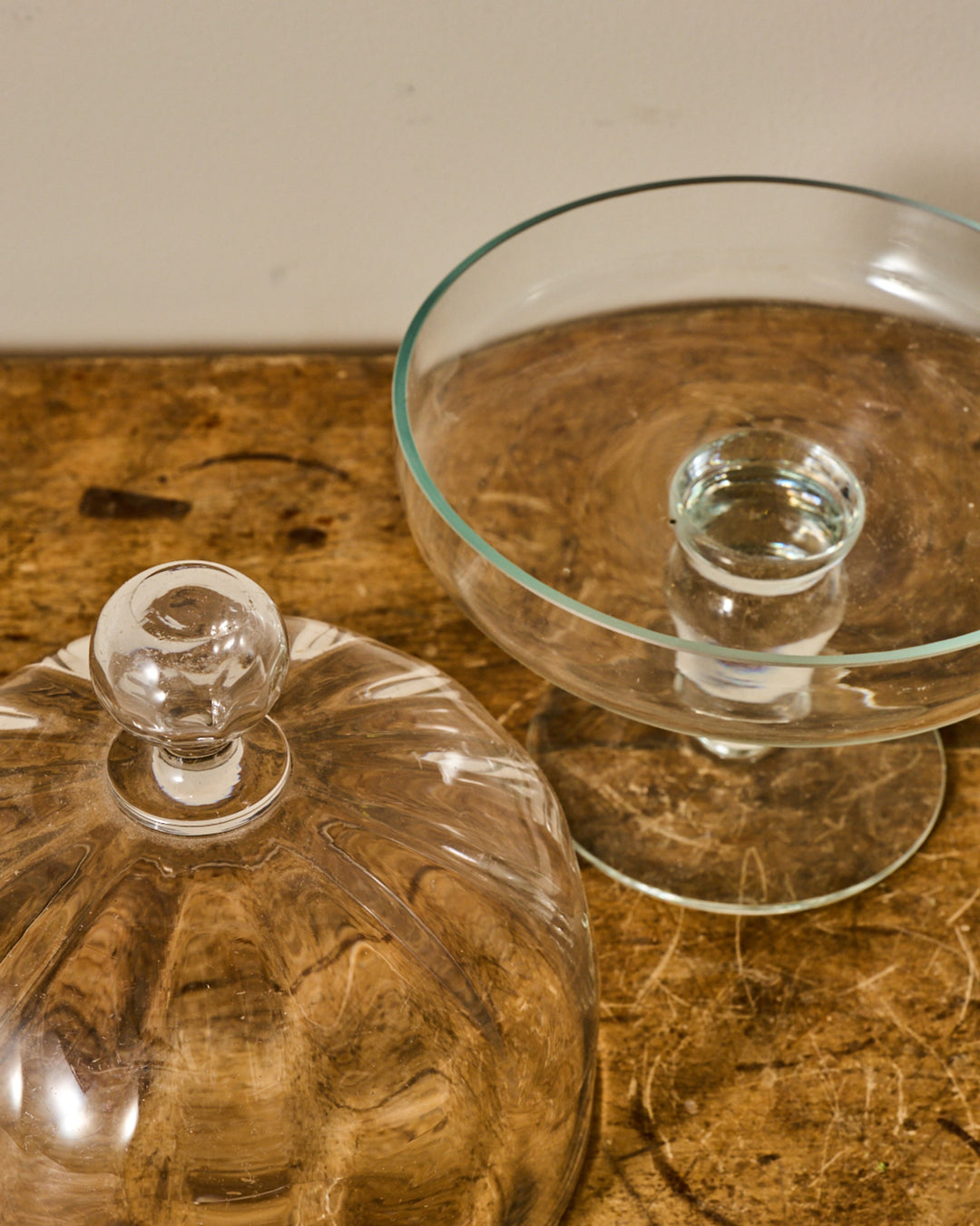 Vintage Glass Pedestal Set