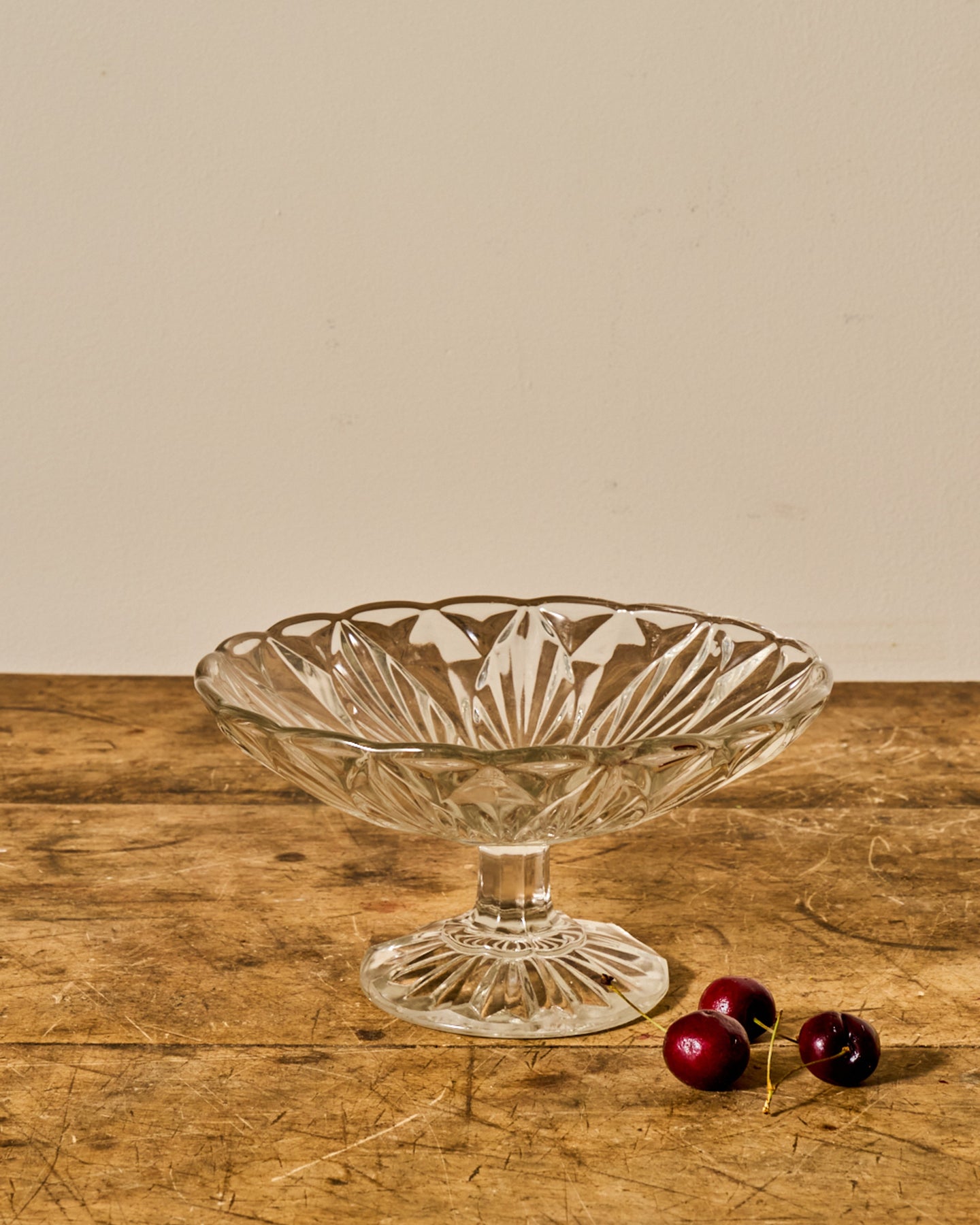 Vintage Glass Pedestal Dish - II