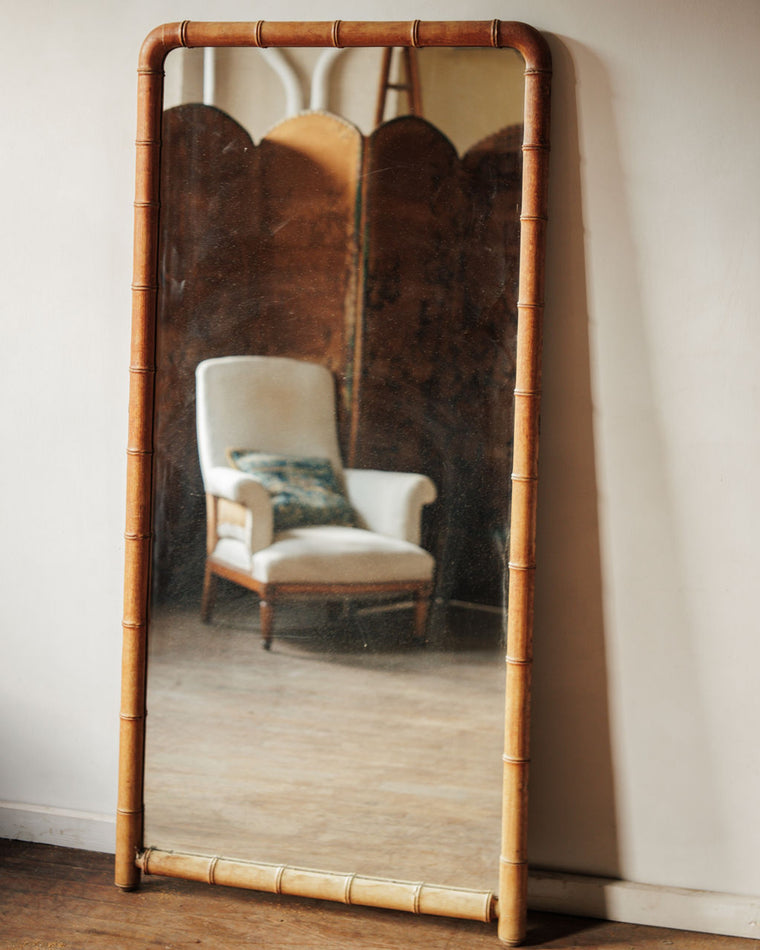Floor Length Faux Bamboo Mirror