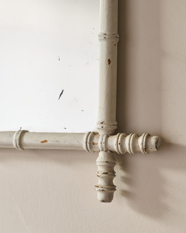 Faux Bamboo Mirror - White