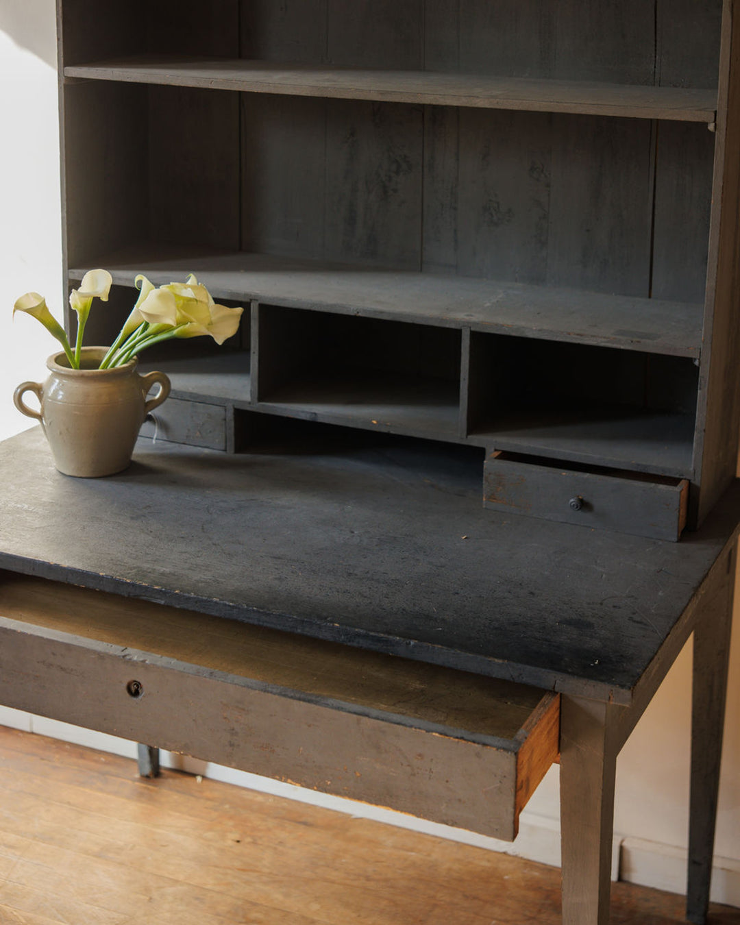 French Blue Desk with Hutch