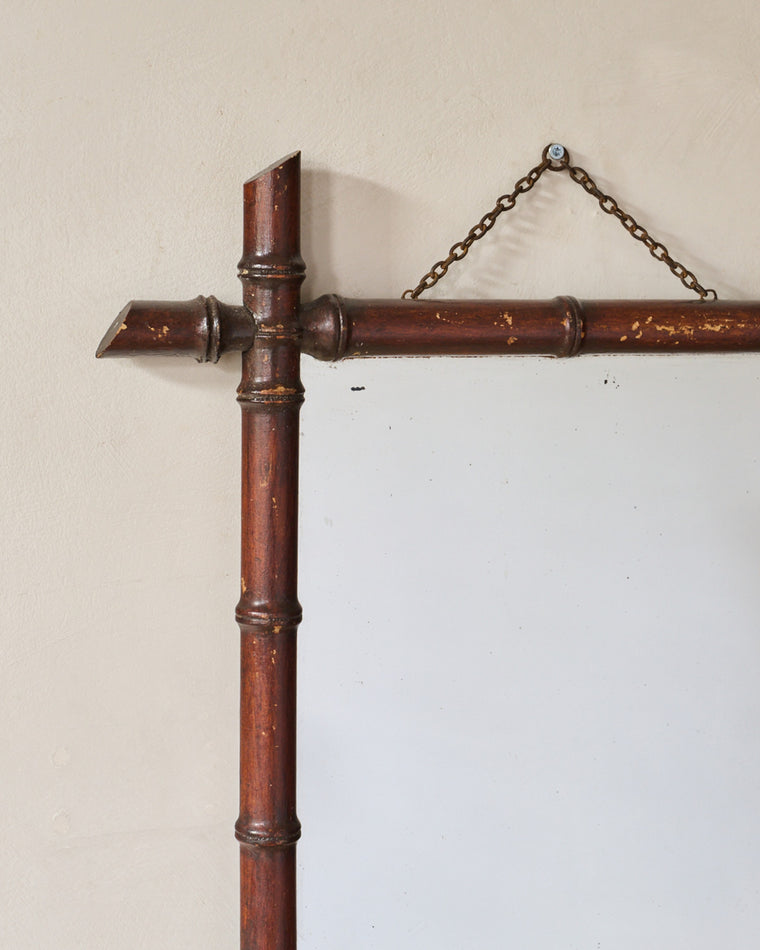 Faux Bamboo Mirror - Dark