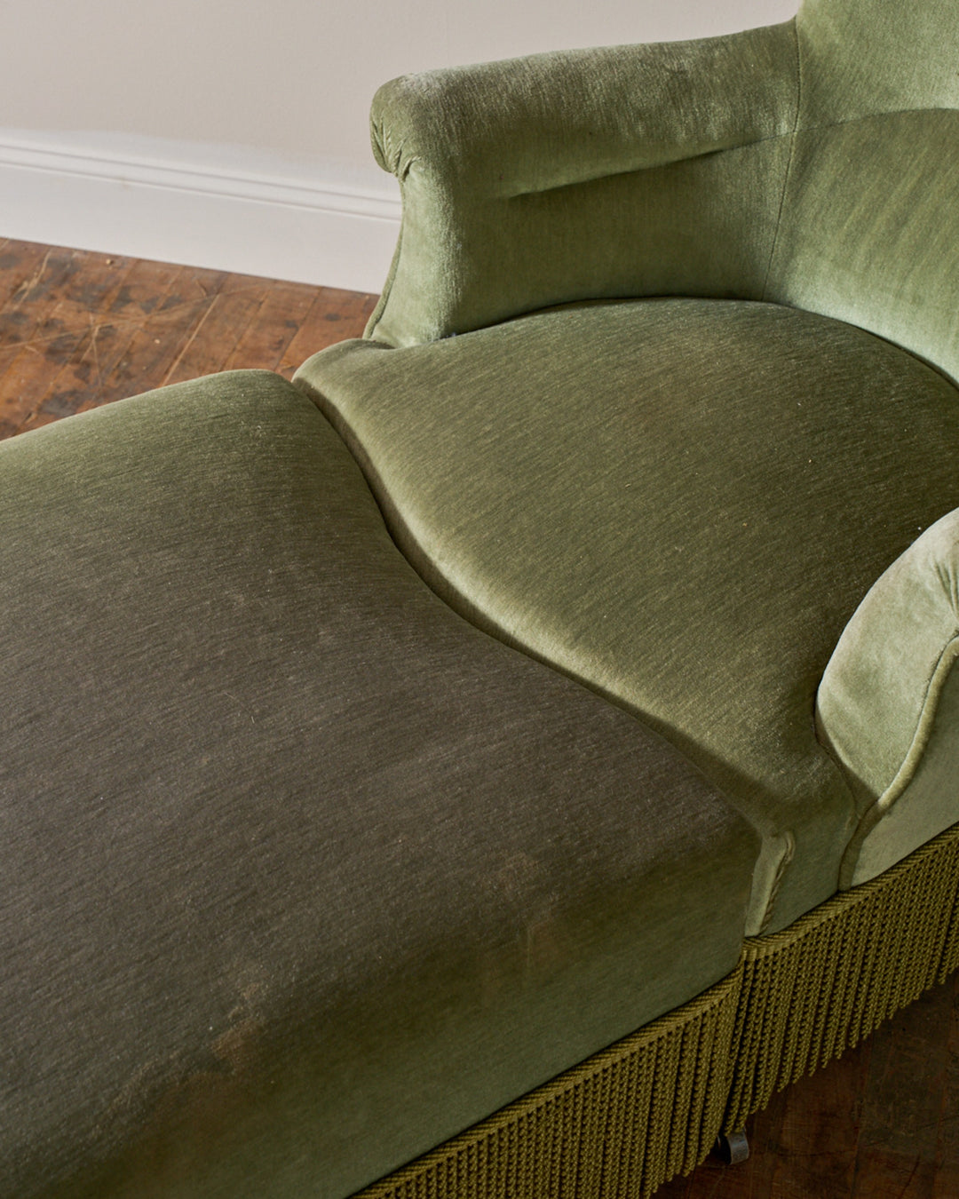 19th c. Napoleon III Green Armchair & Ottoman