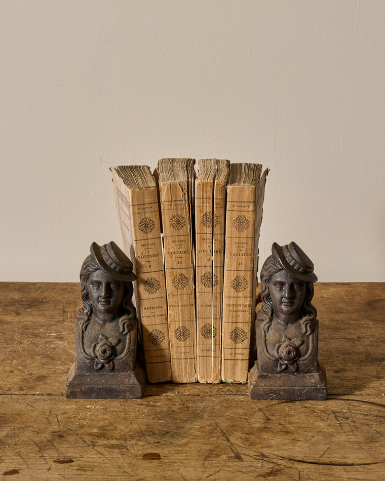 Fireplace Cast Iron Bookends - Mademoiselle