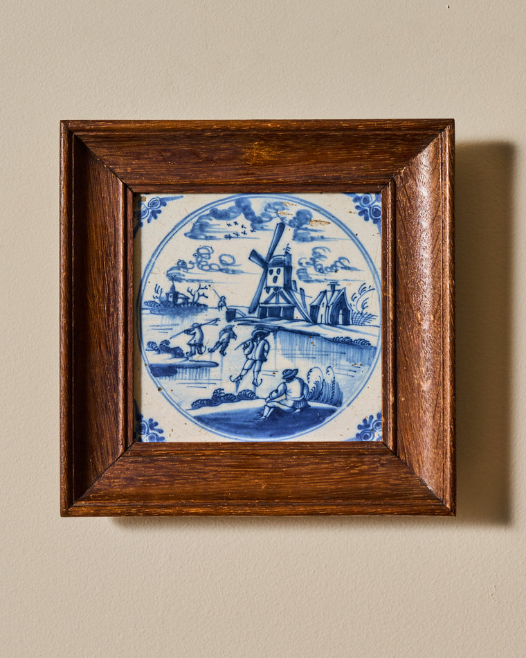 17th c. Framed Delft Tile - II
