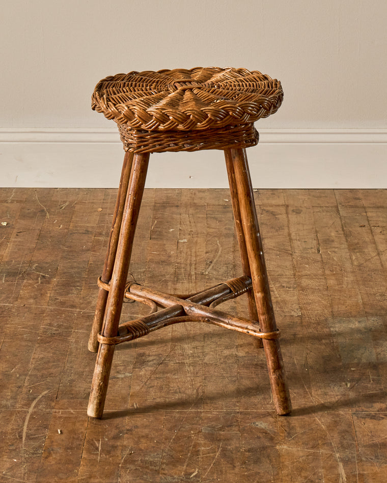 French Rattan Stool
