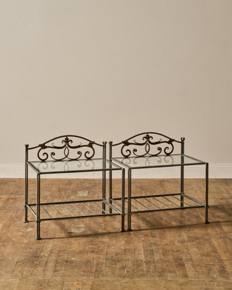 Set of 2 - Vintage Iron Nightstands - Set of Two
