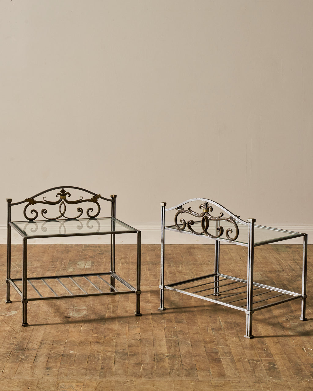 Set of 2 - Vintage Iron Nightstands - Set of Two