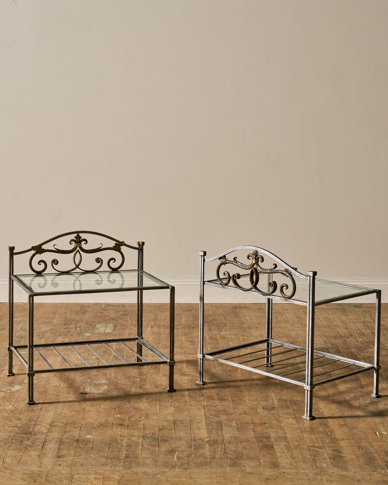 Set of 2 - Vintage Iron Nightstands - Set of Two