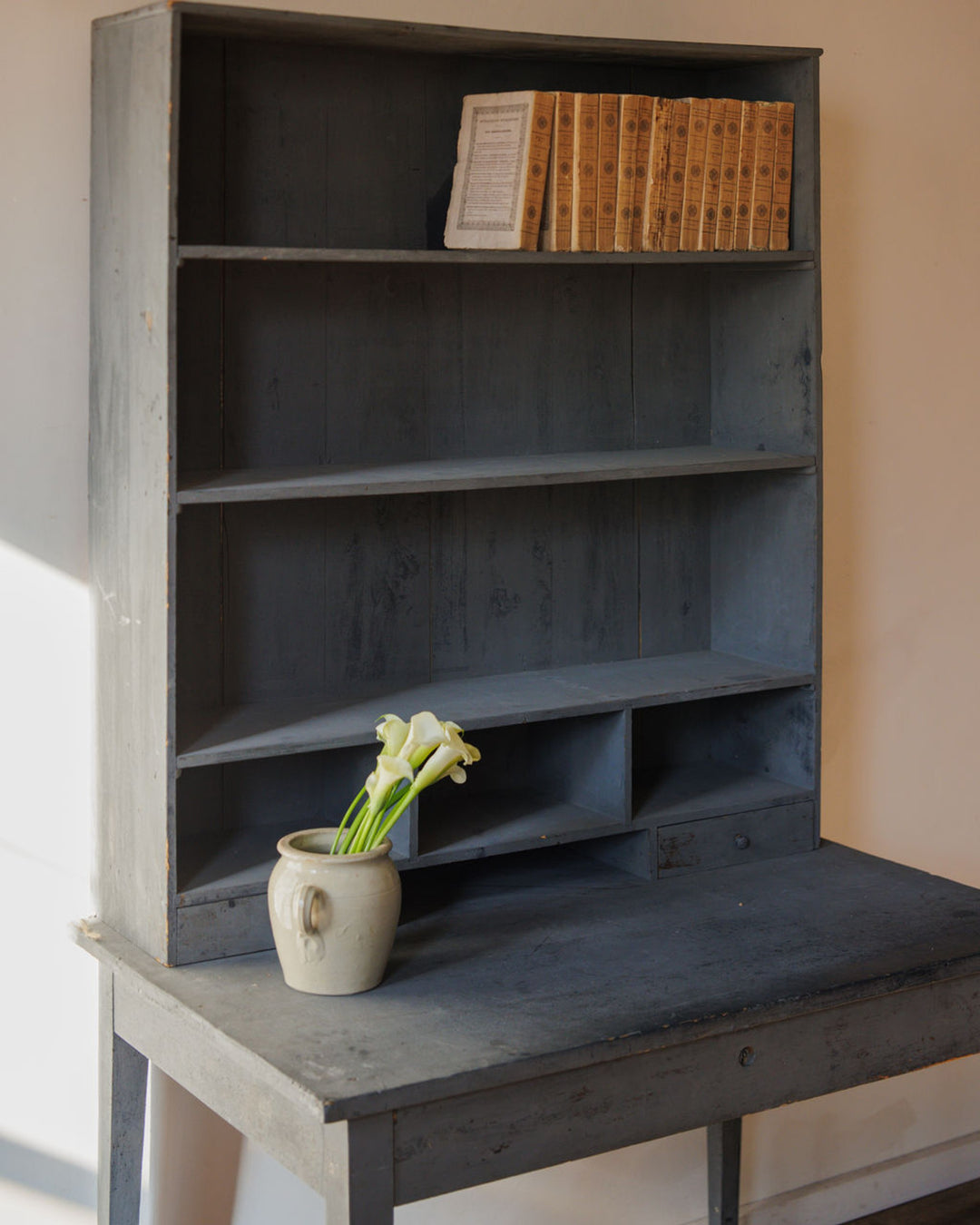French Blue Desk with Hutch