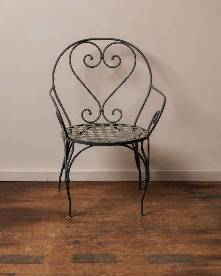 Weathered Black Vintage Garden Armchair