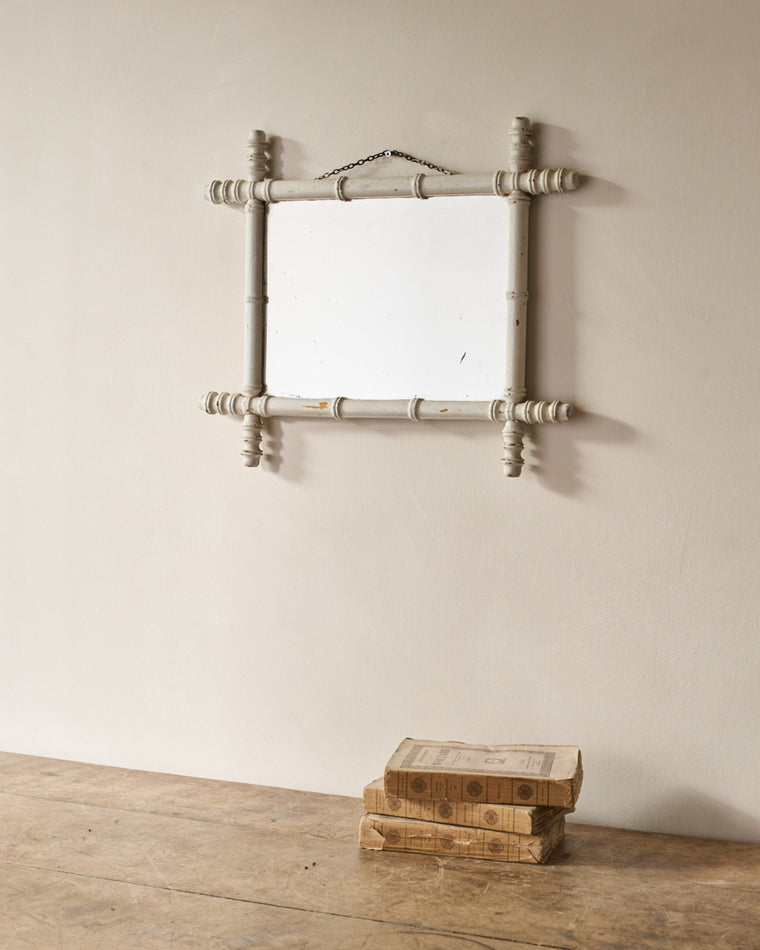 Faux Bamboo Mirror - White