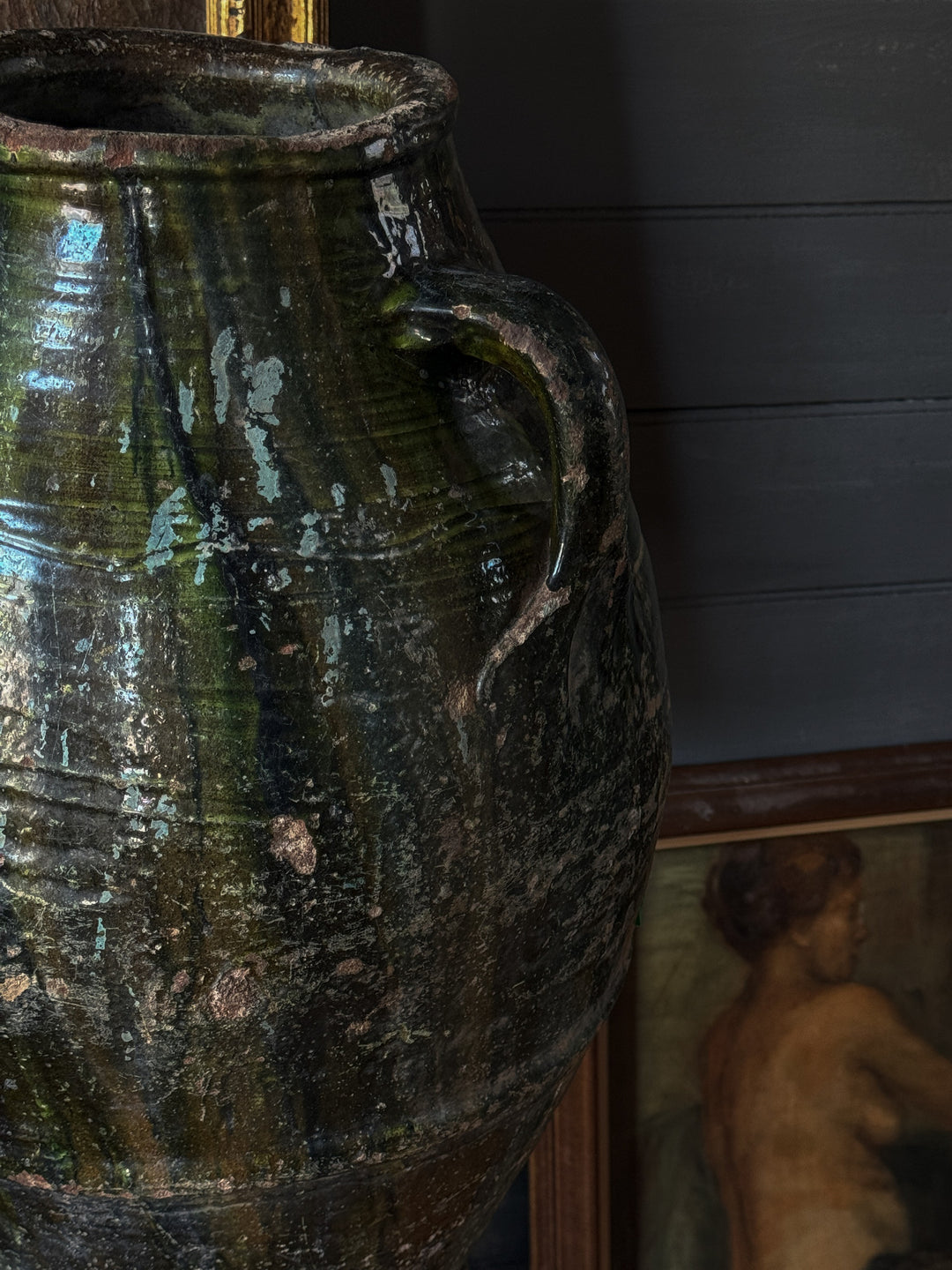Green & Black Glazed Moroccan Jar