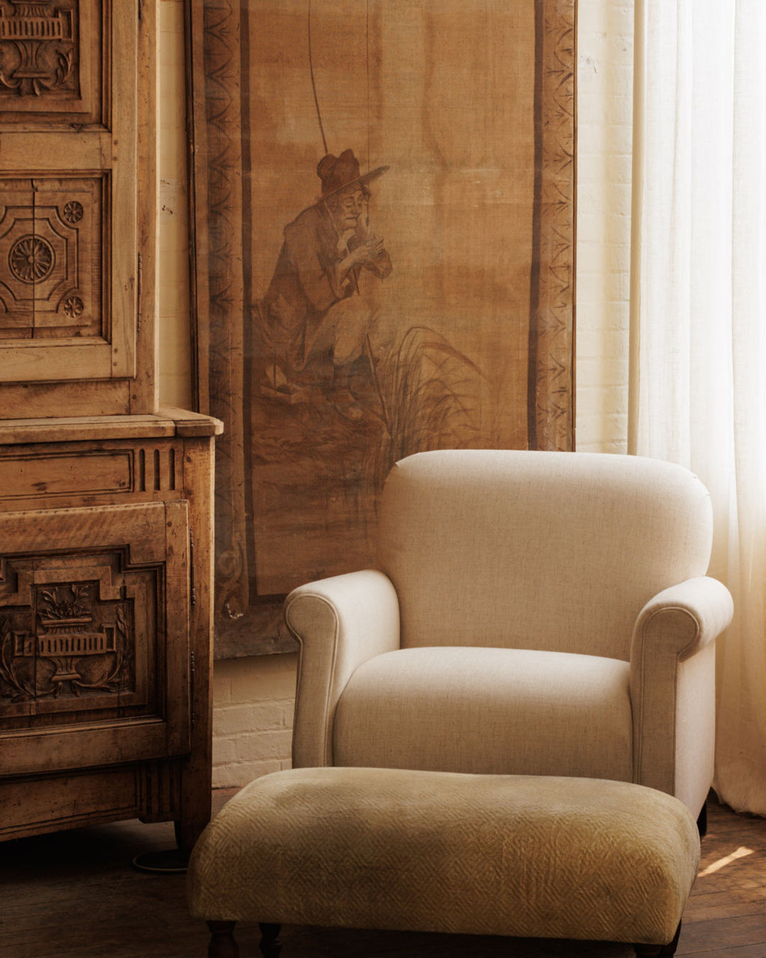 Antique Velvet Stool