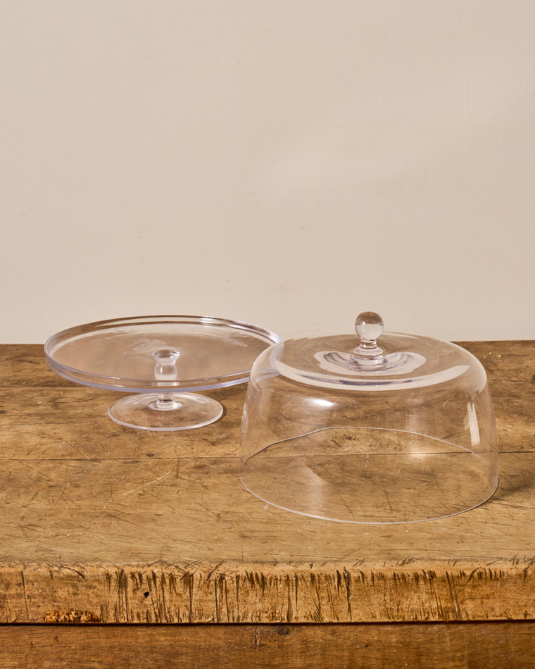 Vintage Glass Pedestal Dish with Cloche