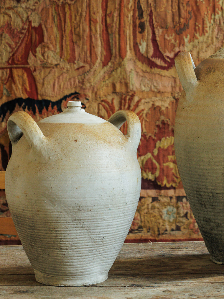 Two Handled French Olive Oil Jug