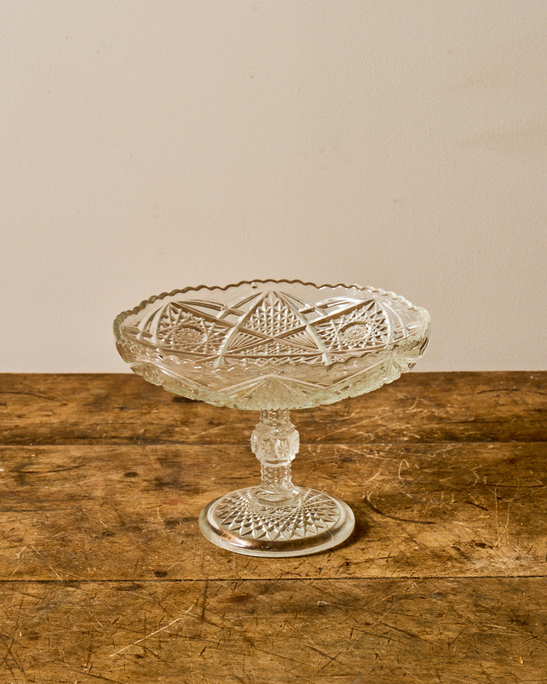Vintage Glass Pedestal Dish - I