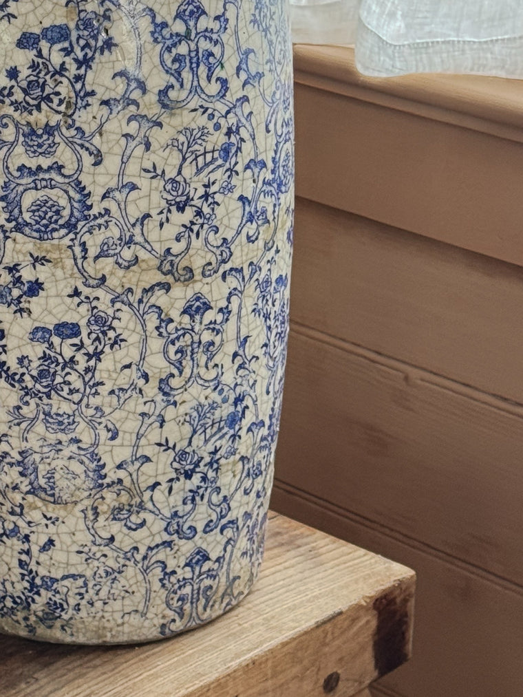 French Tall Blue Vase