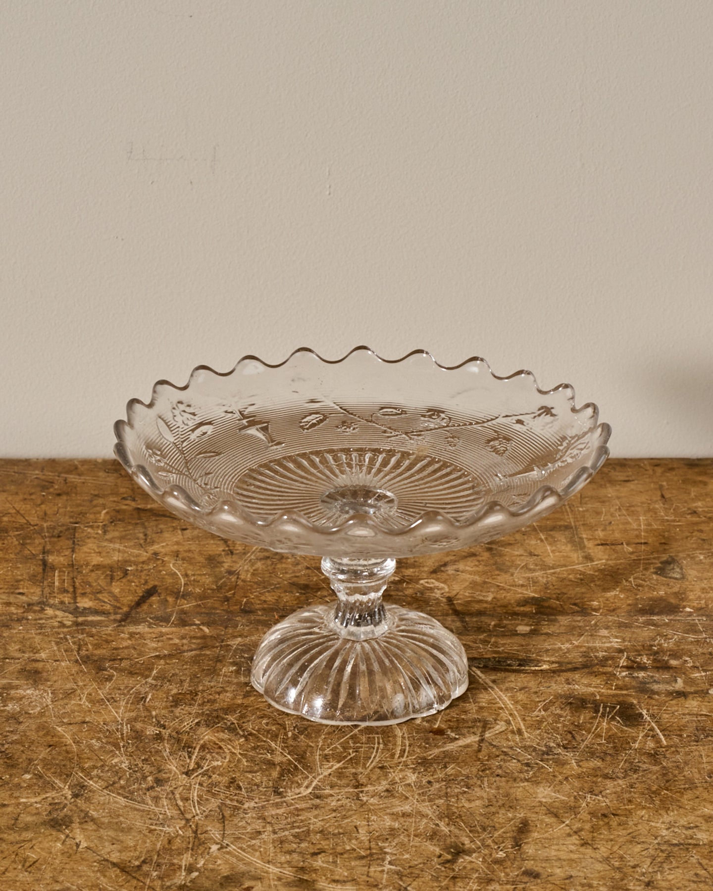 Vintage Glass Pedestal Dish - III