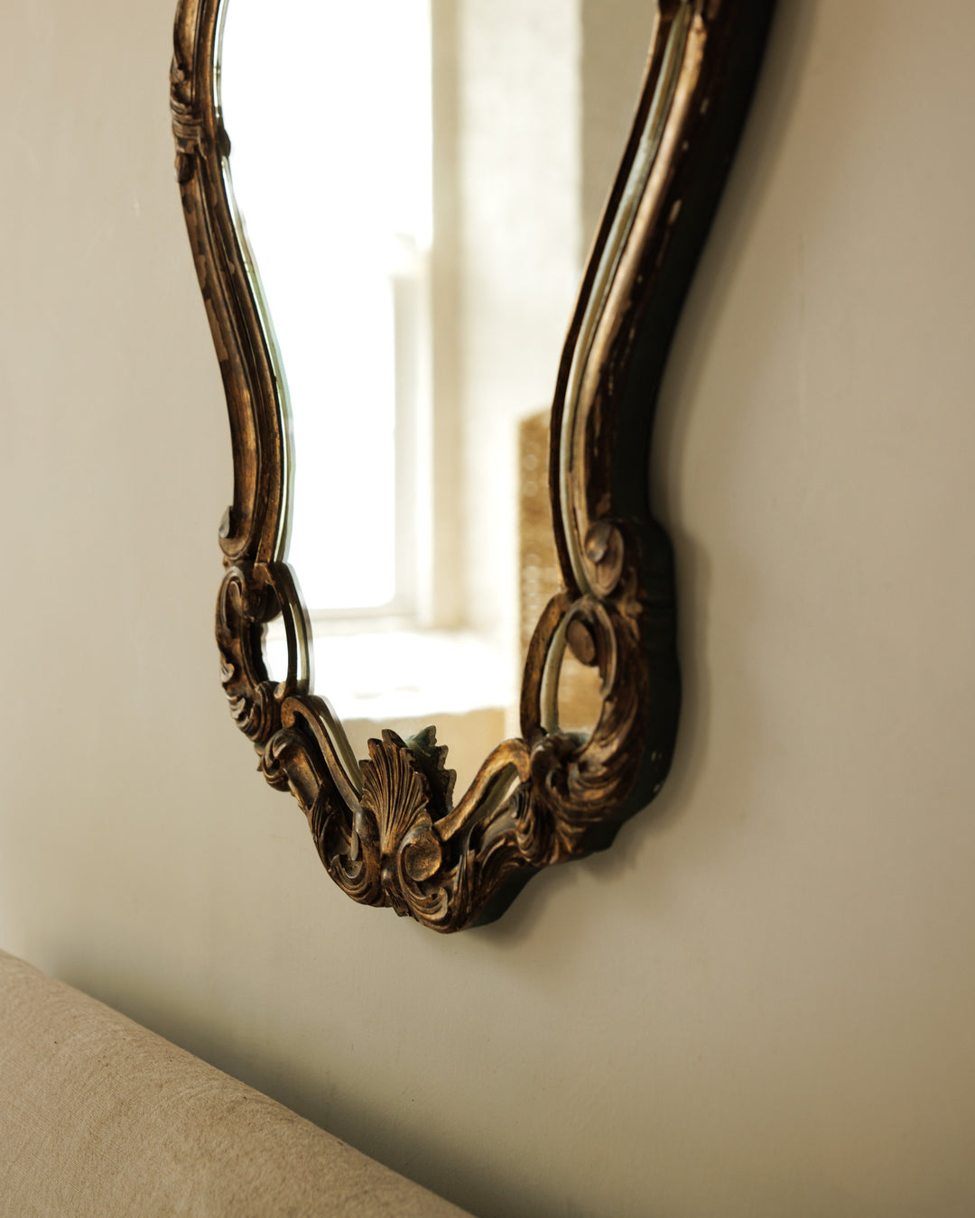 19th c. Large Shell Gilt Mirror