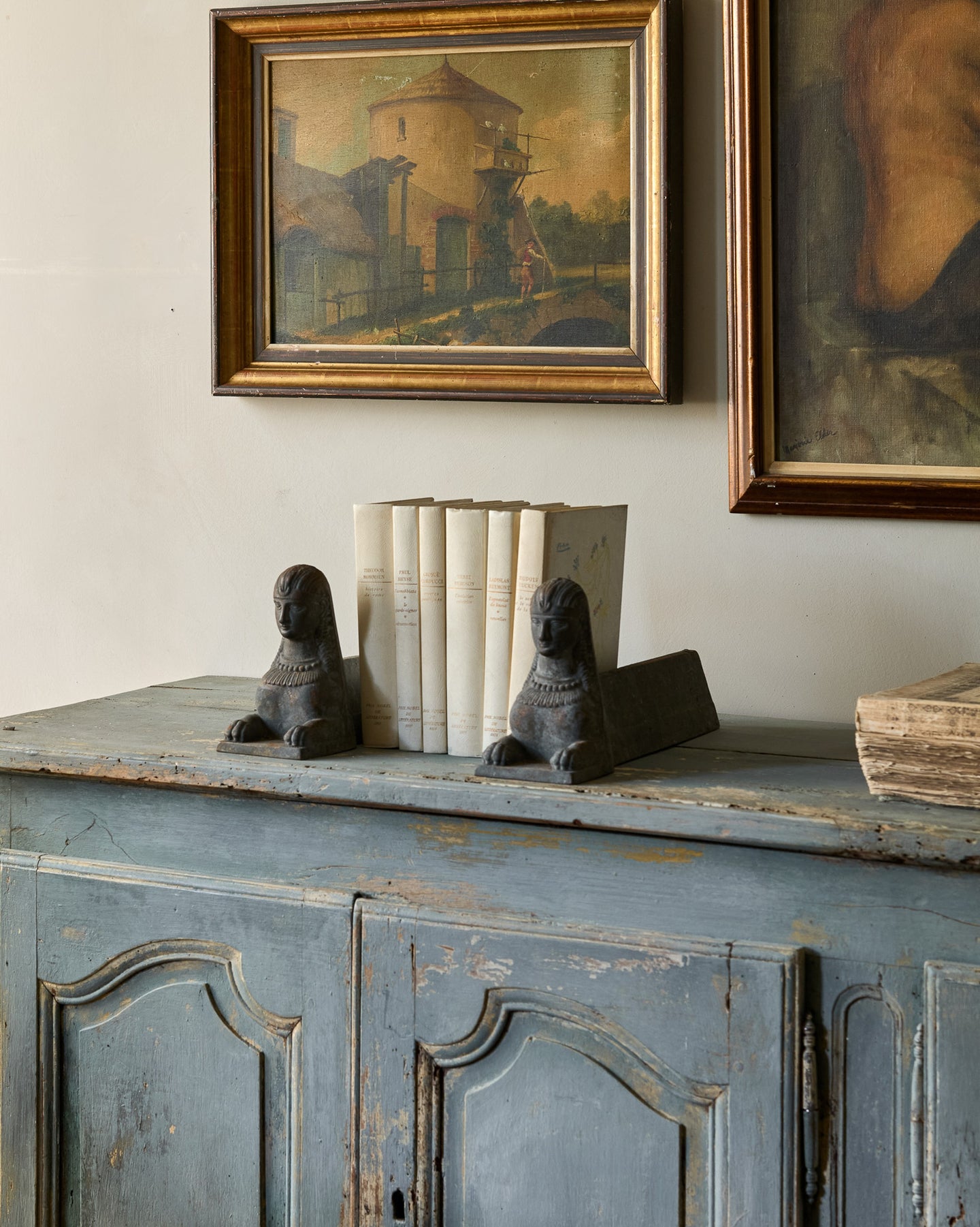 Sphinx Fireplace Cast Iron Bookends