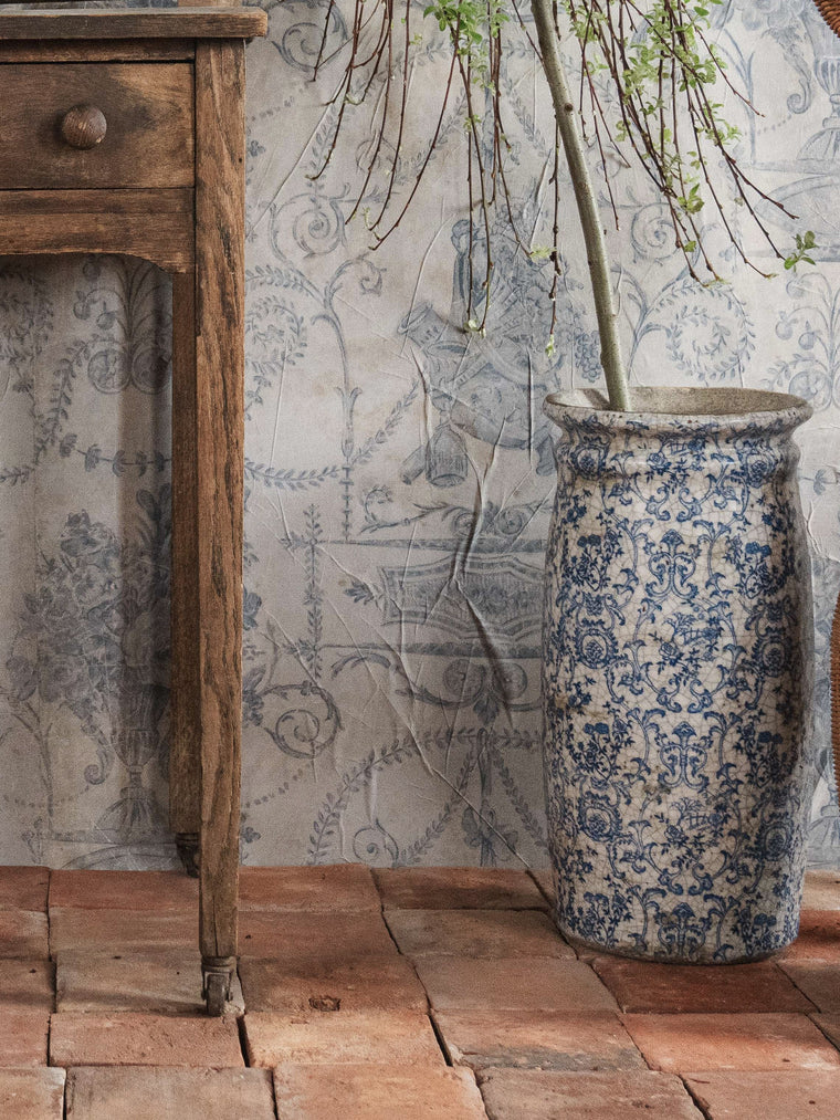 French Tall Blue Vase