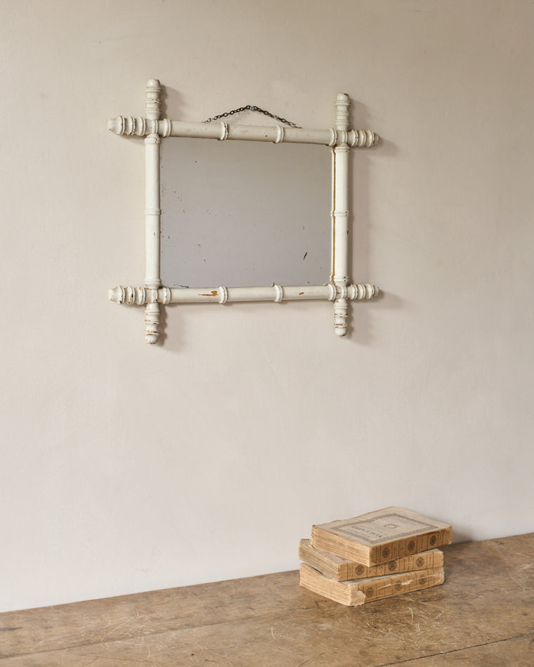 Faux Bamboo Mirror - White