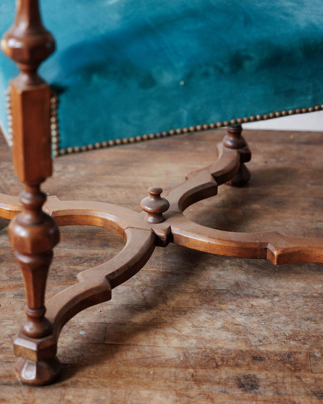 Louis XIV Style Teal Armchair