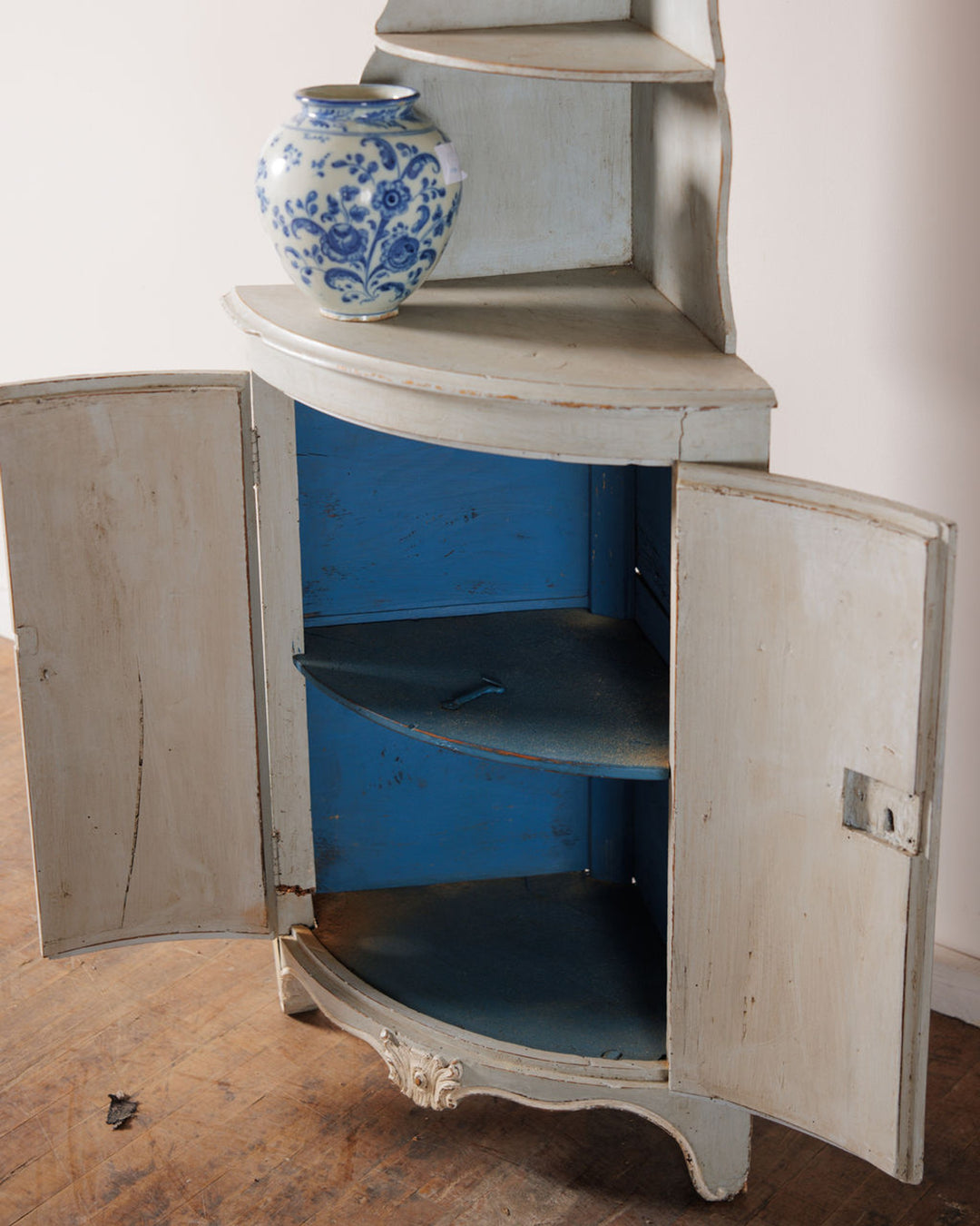 French Blue Corner Cabinet
