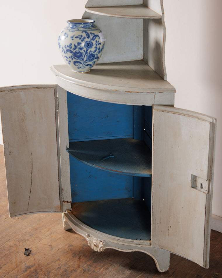 French Blue Corner Cabinet