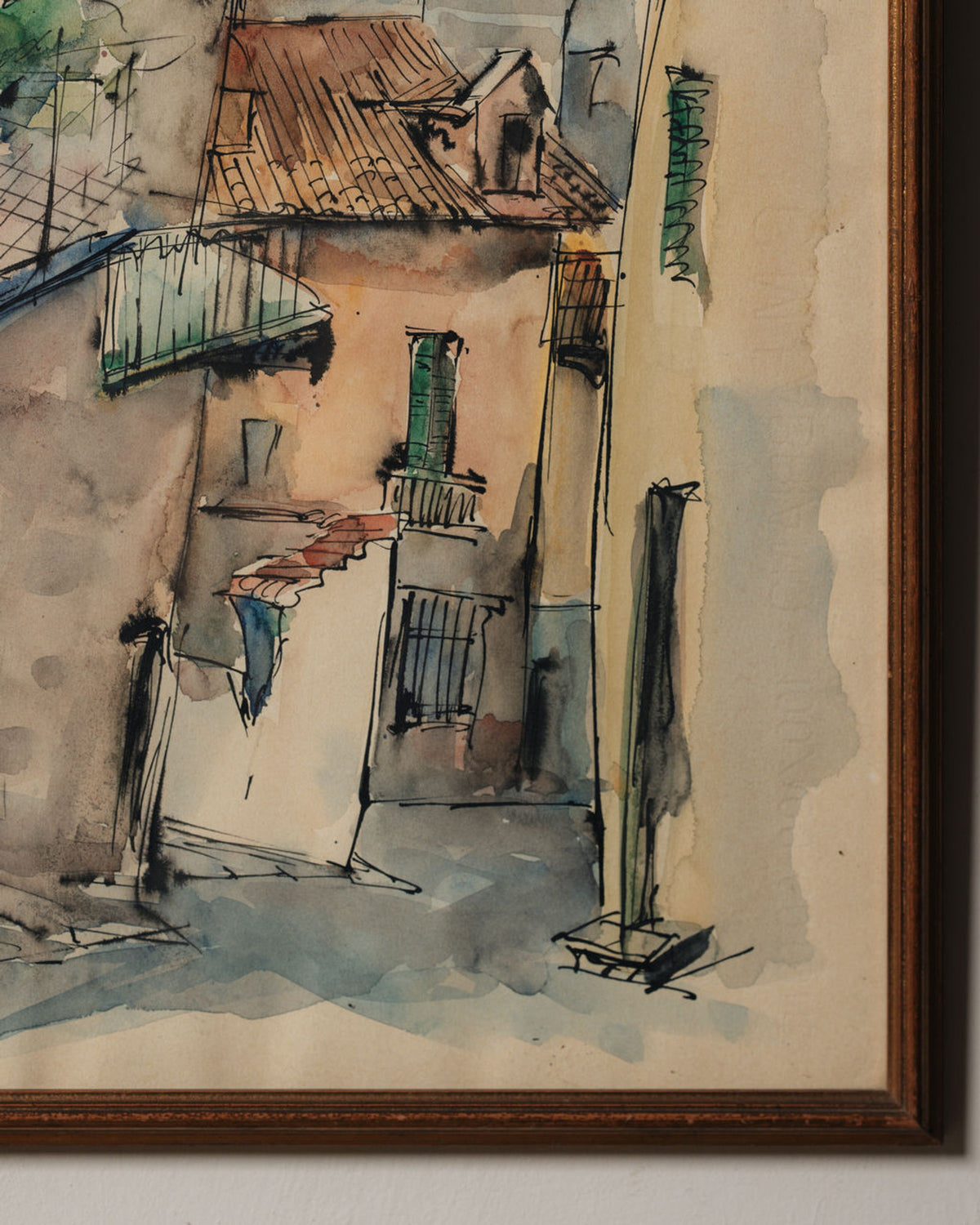 Watercolor Village Painting