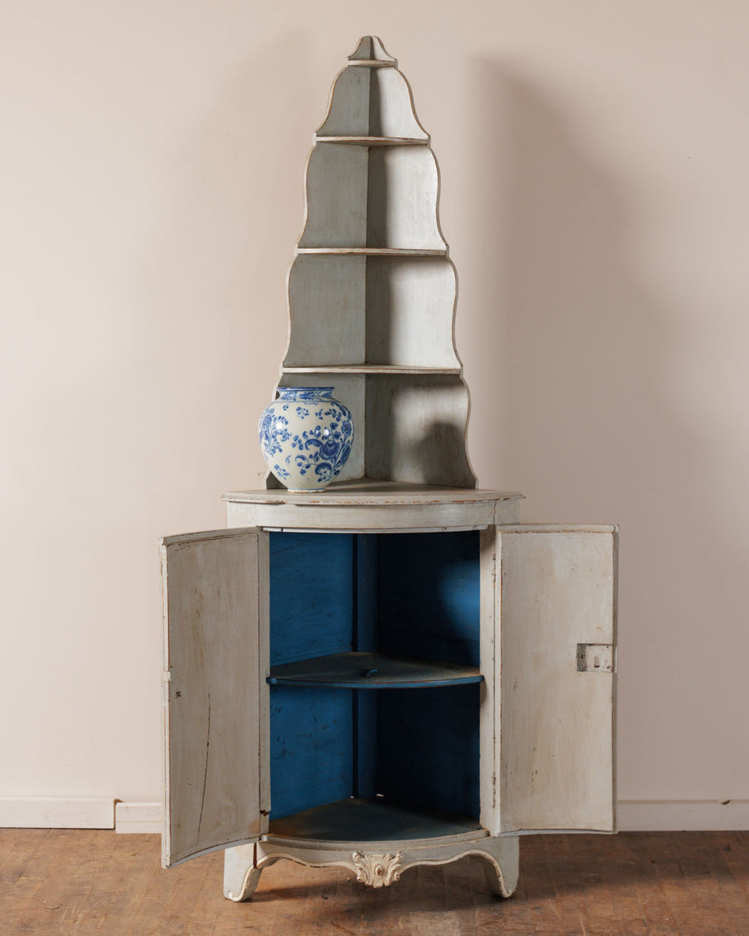 French Blue Corner Cabinet