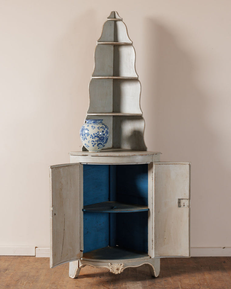 French Blue Corner Cabinet