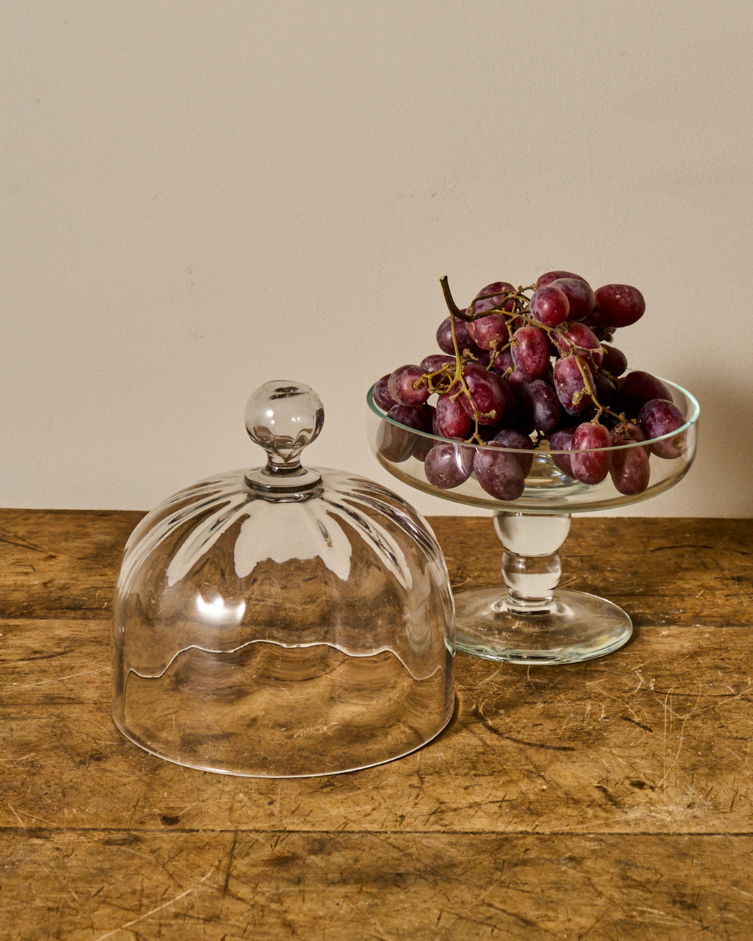 Vintage Glass Pedestal Set