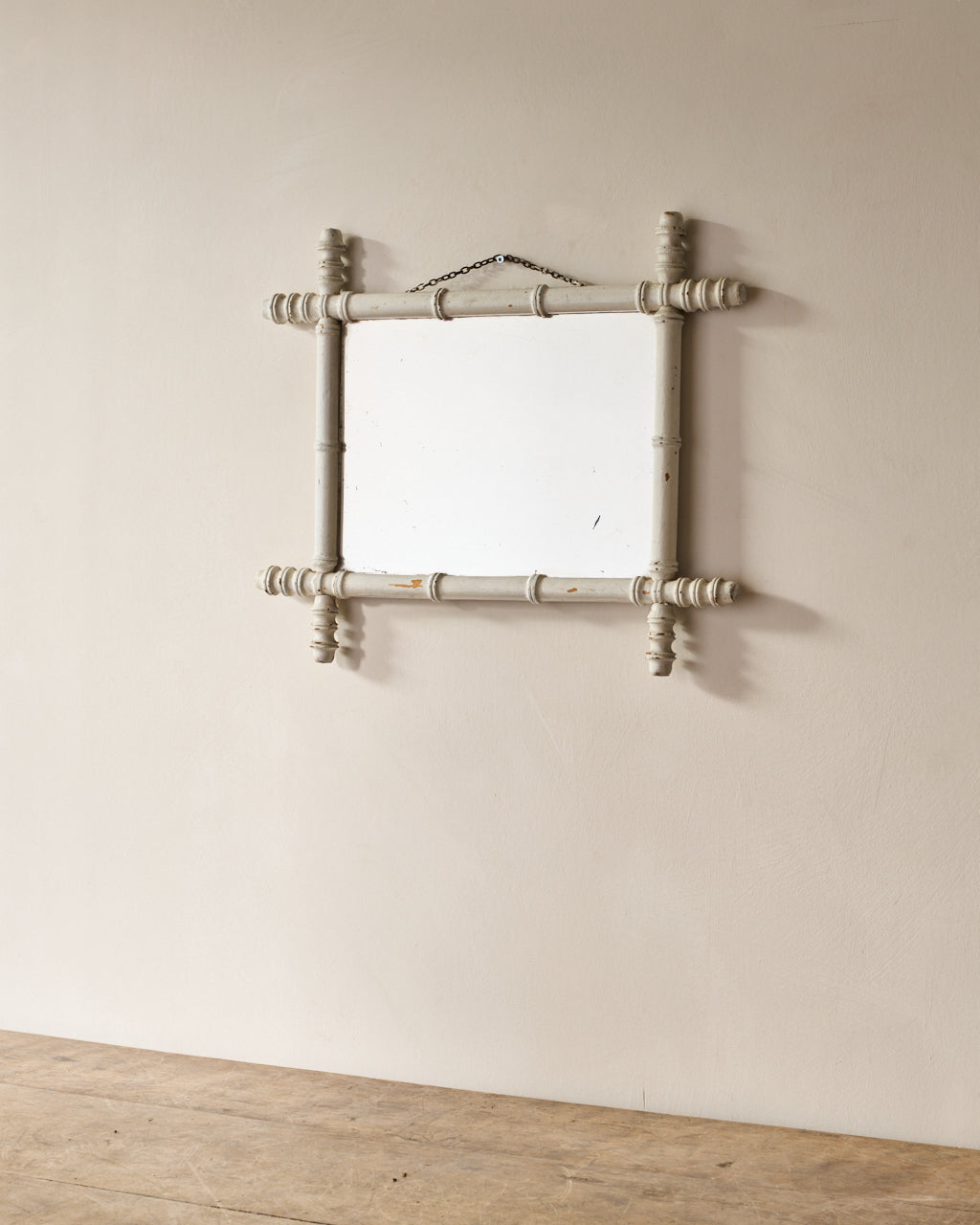 Faux Bamboo Mirror - White