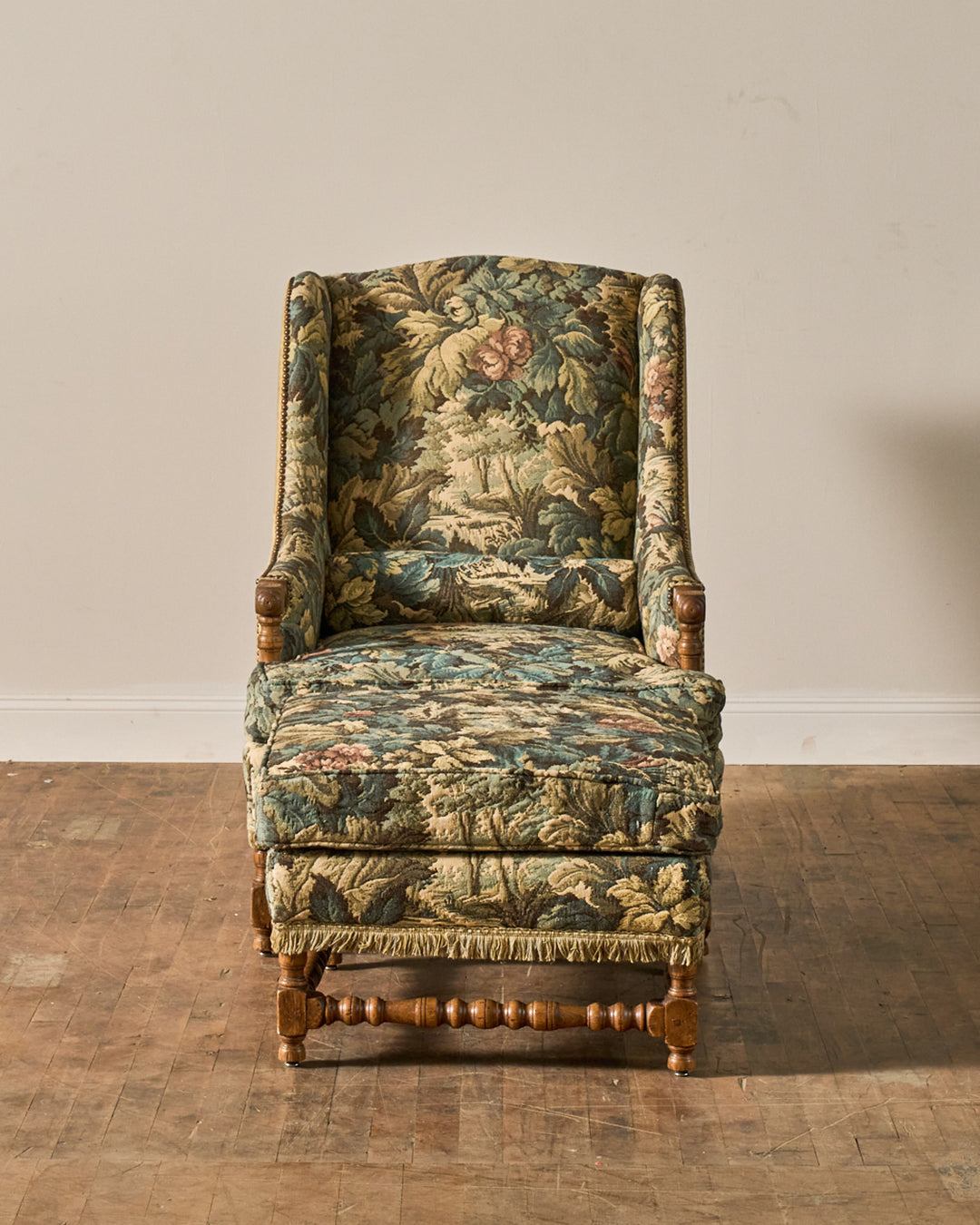 19th c. Tapestry Armchair & Ottoman