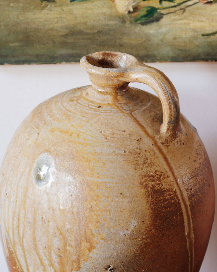Tall Antique French Olive Oil Pitcher