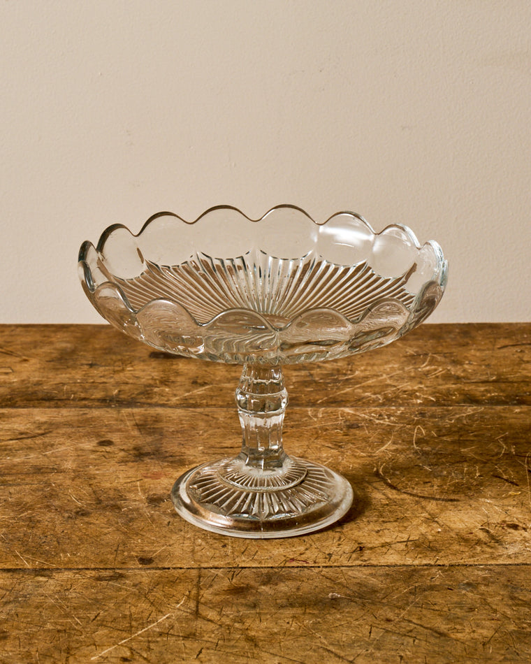 Vintage Glass Pedestal Dish- II
