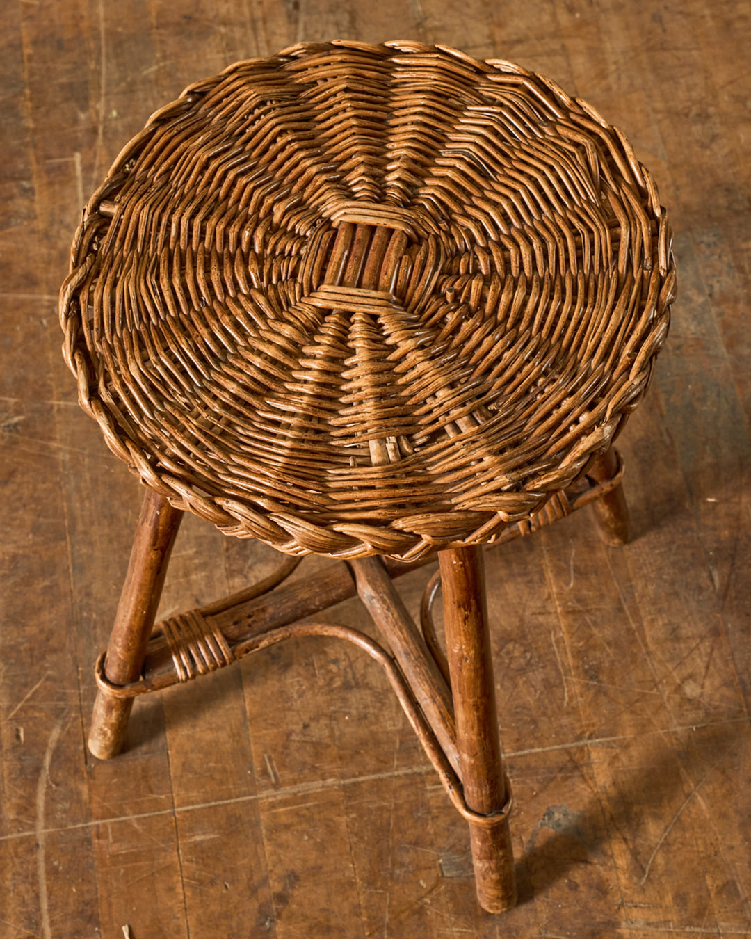 French Rattan Stool