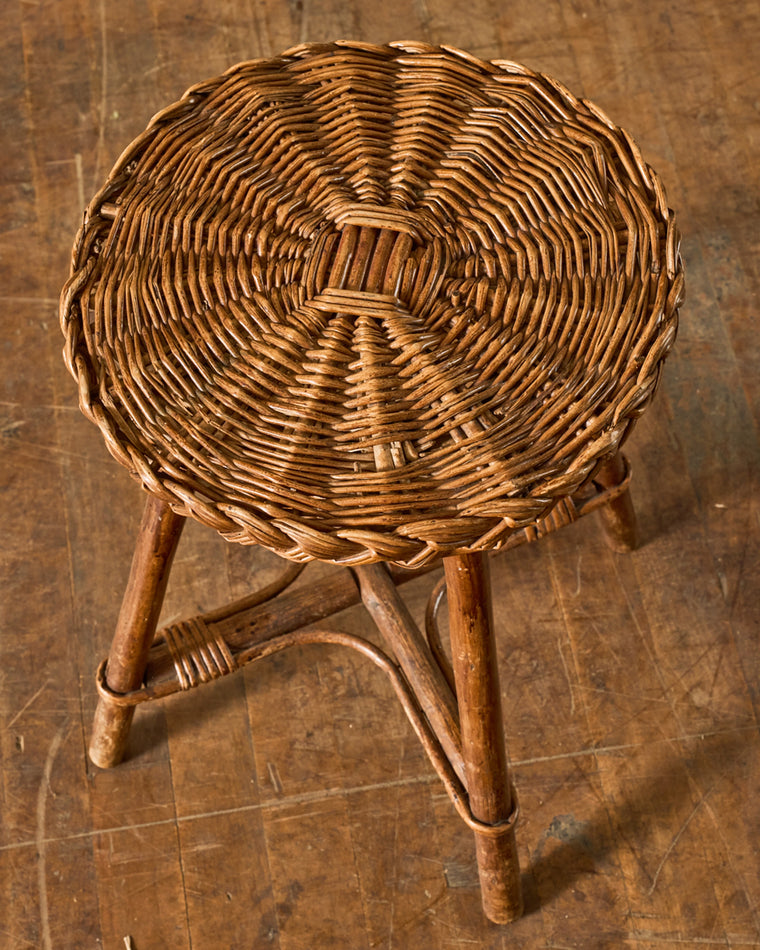 French Rattan Stool