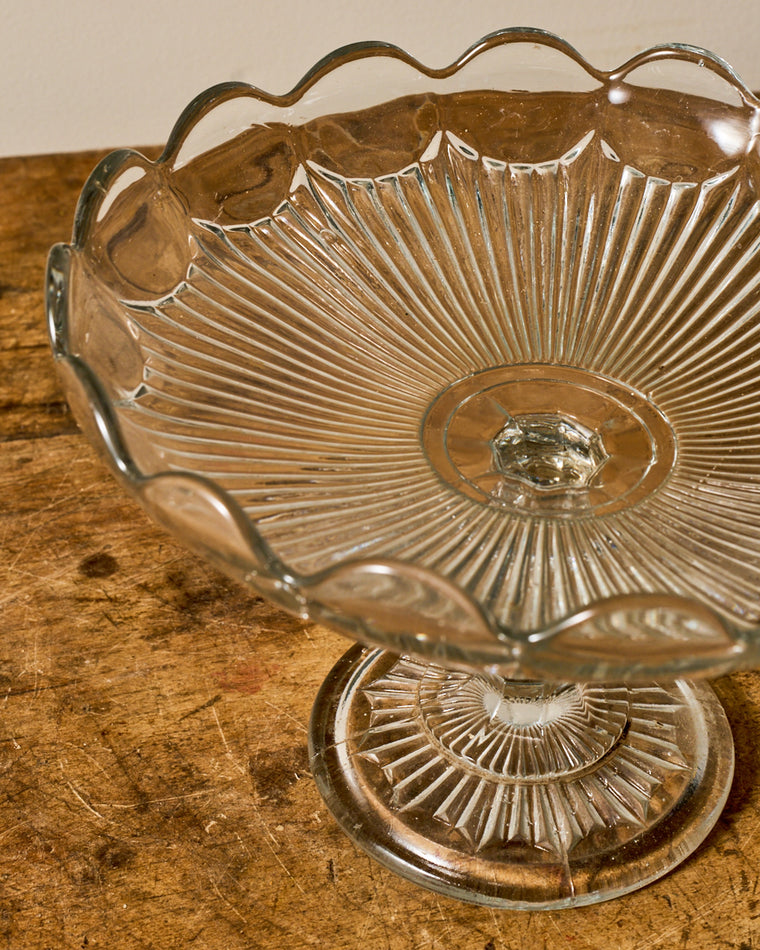 Vintage Glass Pedestal Dish- II
