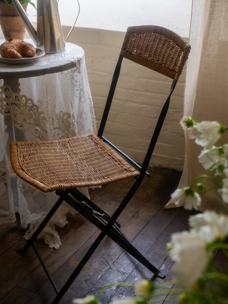 Pair - Midcentury Folding Rattan Chairs