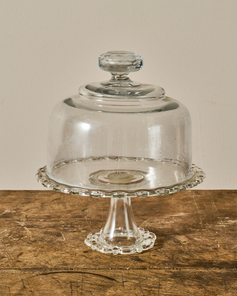 Vintage Glass Pedestal Dish with Cloche