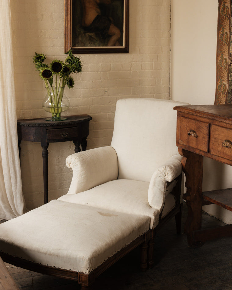 Rare Napoleon Chaise with Ottoman