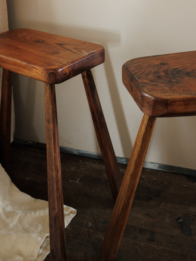 Tall Brutalist Stools - Pair