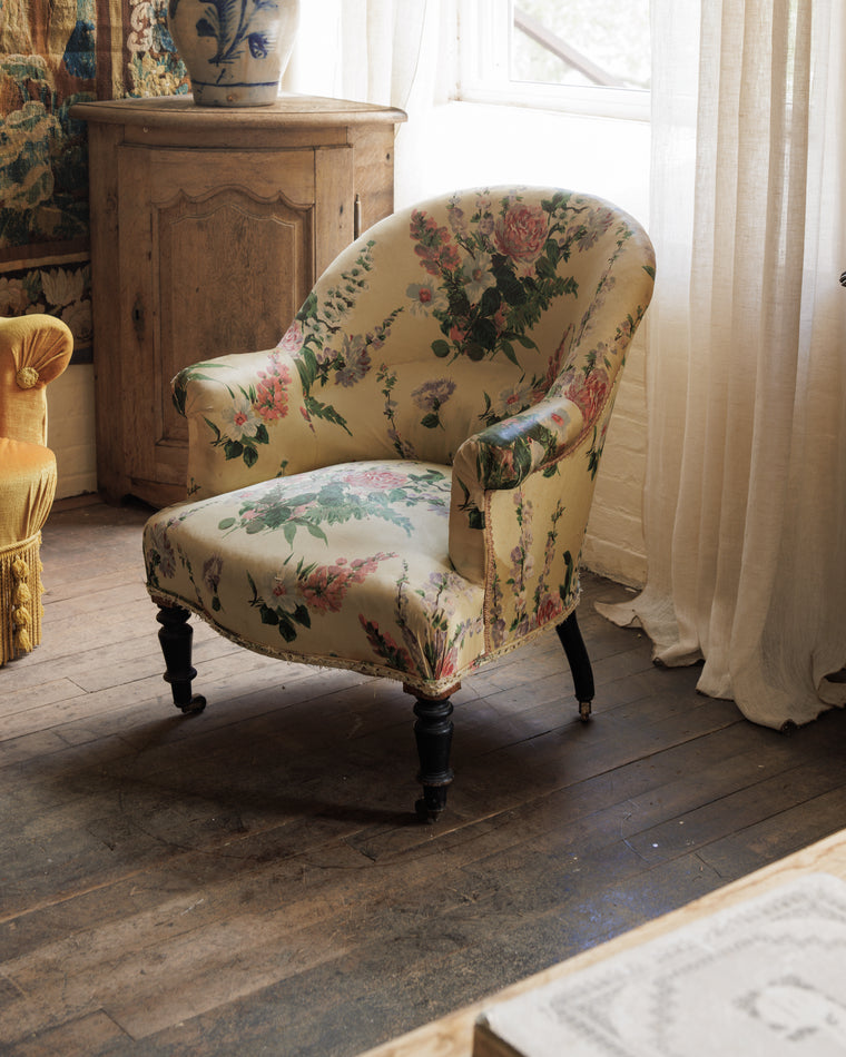 Floral Napoleon III Toad Armchair