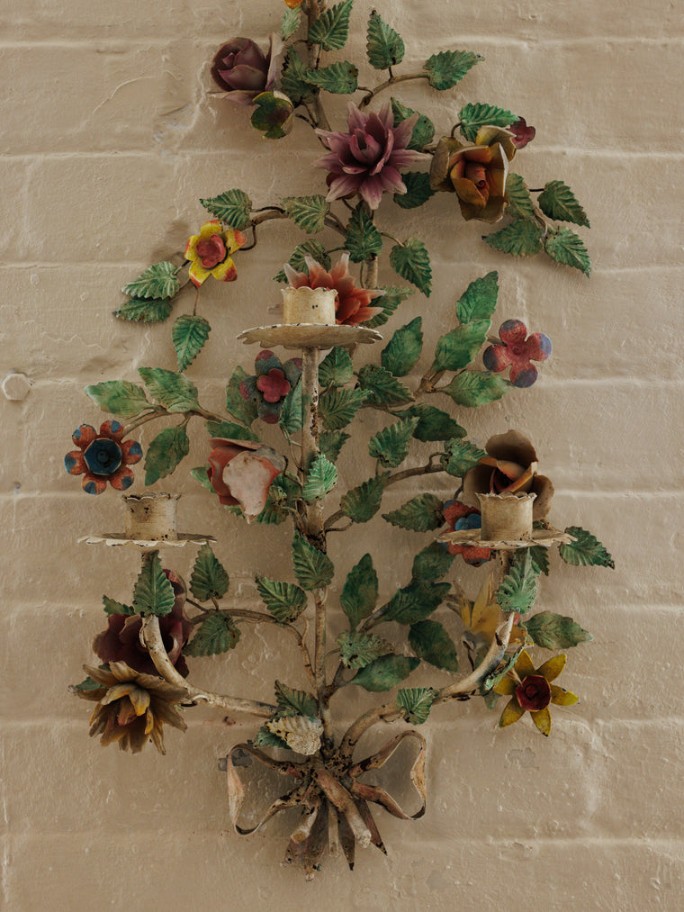 Italian Flower Candle Sconce