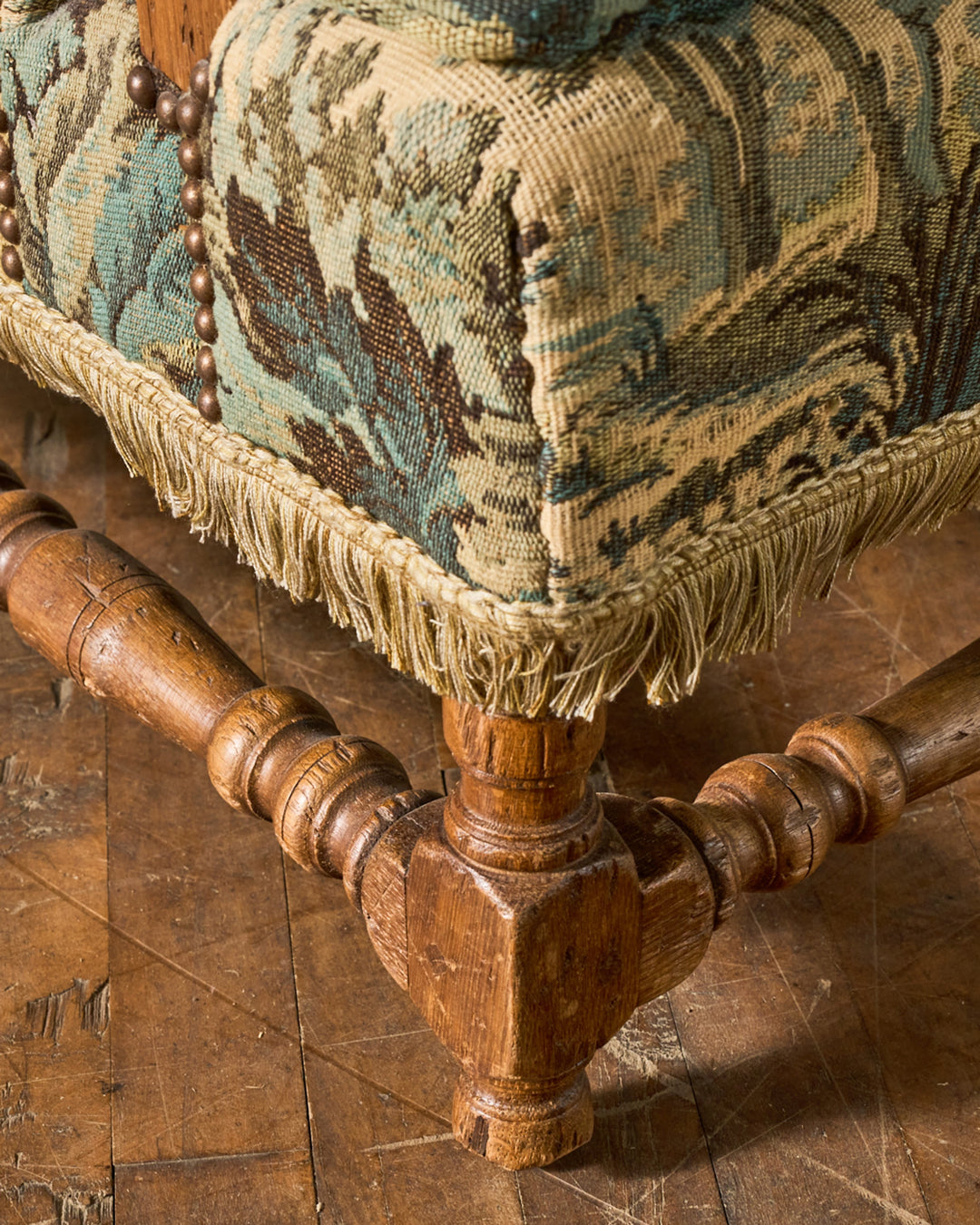 19th c. Tapestry Armchair & Ottoman